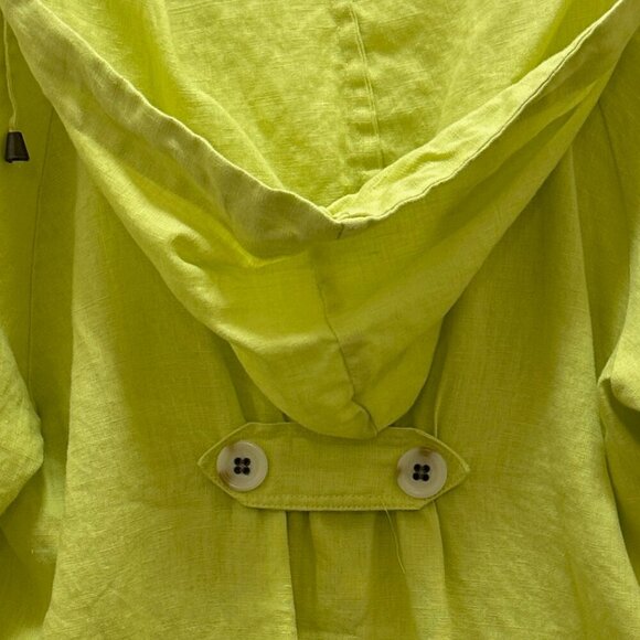 For Cynthia Women’s 100% Linen Tunic Jacket Size L Green Asymmetrical Hooded - Picture 11 of 12